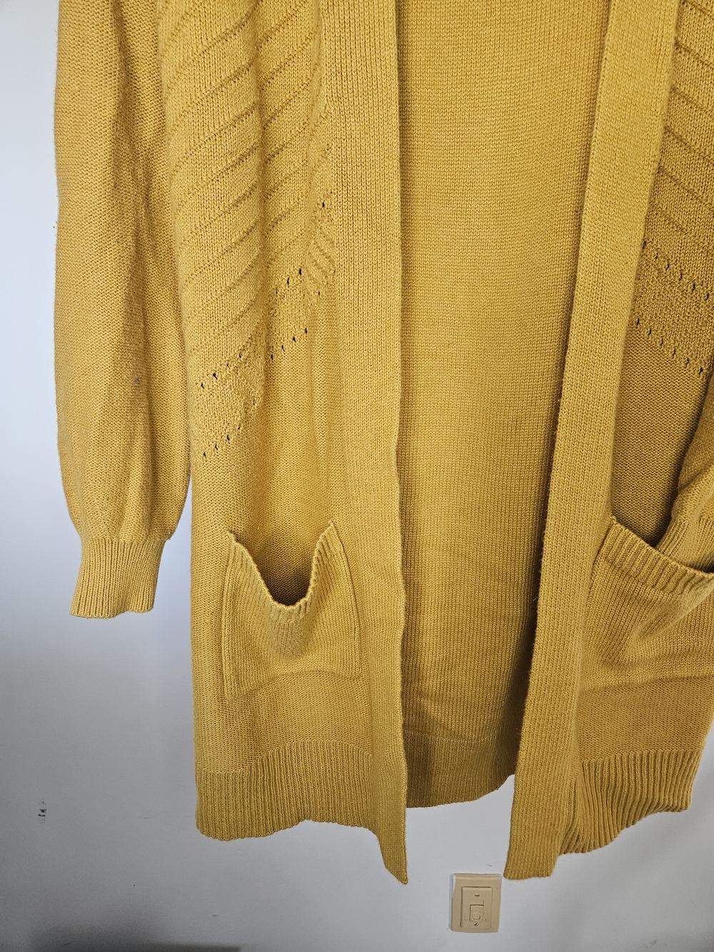 Reitmans Mustard Yellow Open Front Knit Cardigan with Pockets XXS - Picture 2 of 3